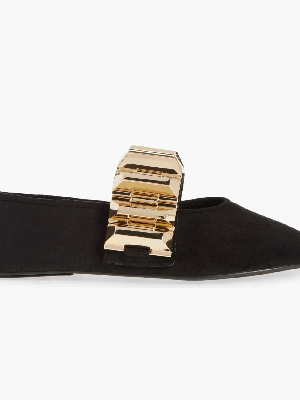 Jeffrey Campbell Rigid Ballet Flat – Black Suede/Gold – New With Box